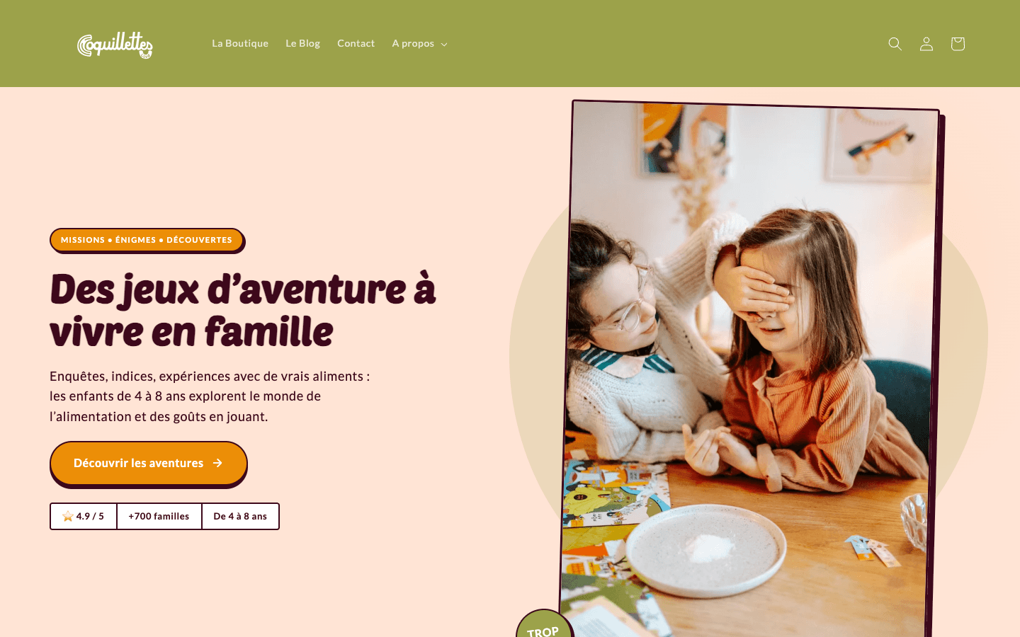 Site Coquillettes Club : E-commerce jeux pour enfants